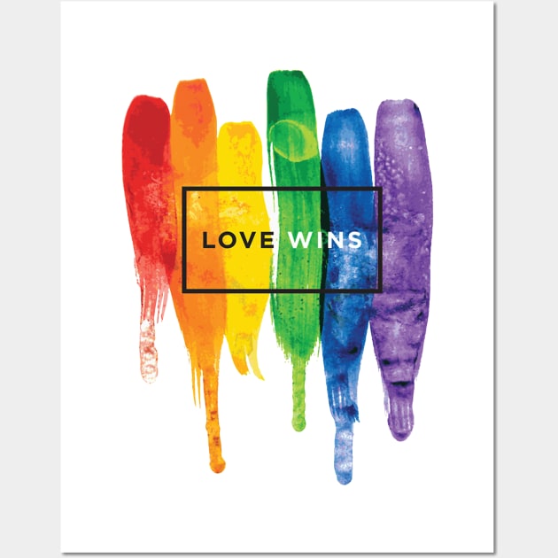 Watercolor Love Wins Rainbow (LGBT) Wall Art by martinclemmons